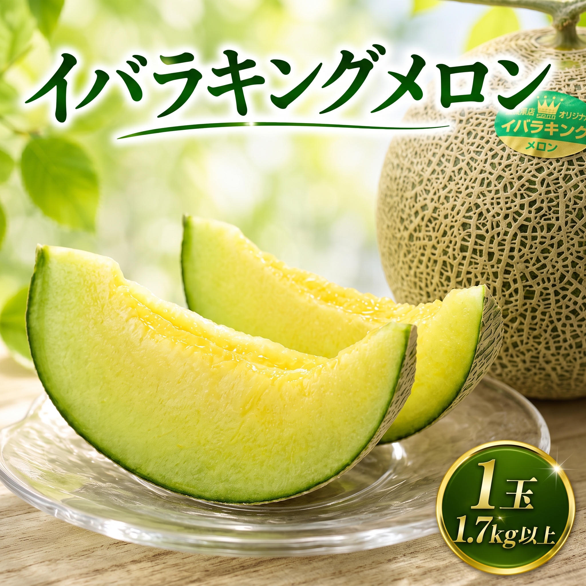 【2027年発送】メロン 1玉 1.7kg以上 イバラキング 茨城 果物 くだもの フルーツ 果実 青肉 青肉メロン 1個 茨城県 鉾田市 山一ファーム